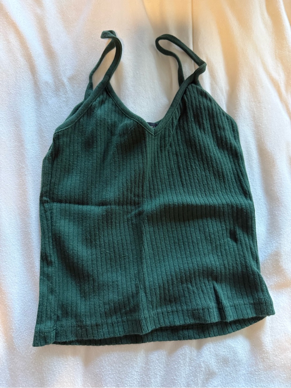 Brandy Melville Dark Green Ribbed V-Neck Cami